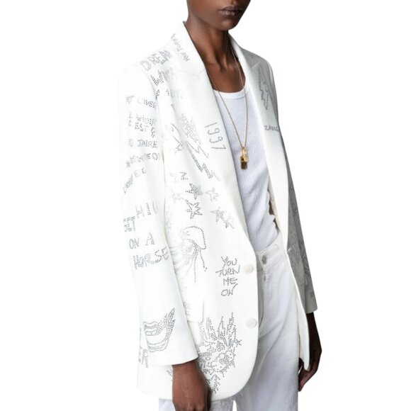 ZADIG & VOLTAIRE EMBROIDERED EMBELLISHED BLAZER SIZE M/L NEW - Picture 2 of 9
